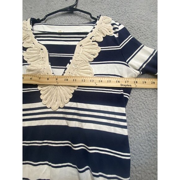 J Crew Women’s Short Sleeve Striped Short Small  Blue White T Shirt - Picture 4 of 7